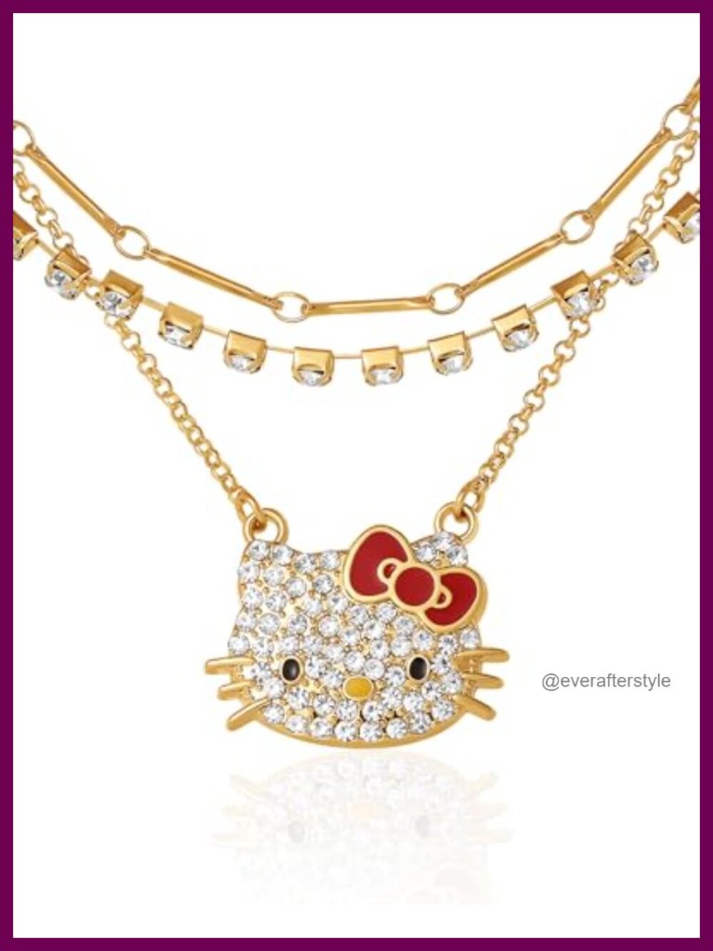 Hello Kitty Layered Pendant Necklace Officially Licensed Gold Tone Adjustable